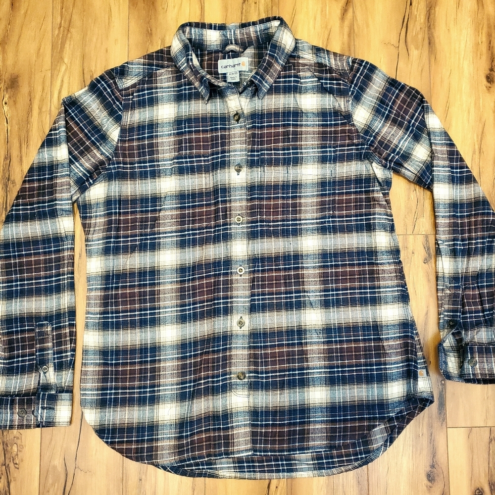 Carhartt Womens M (8-10) plaid button down